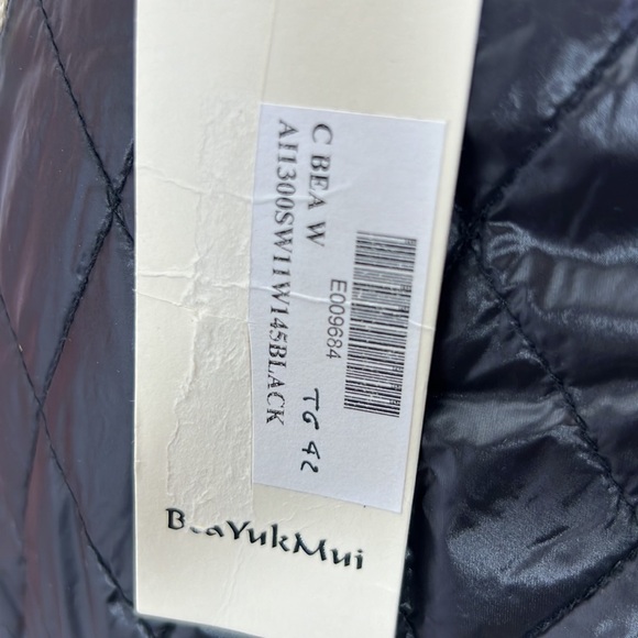BEA YUK MUI DOWN PUFFER BLACK GOLD NWT  NYLON COAT WITH REMOVEABLE HOOD SZ 42 - Picture 15 of 15